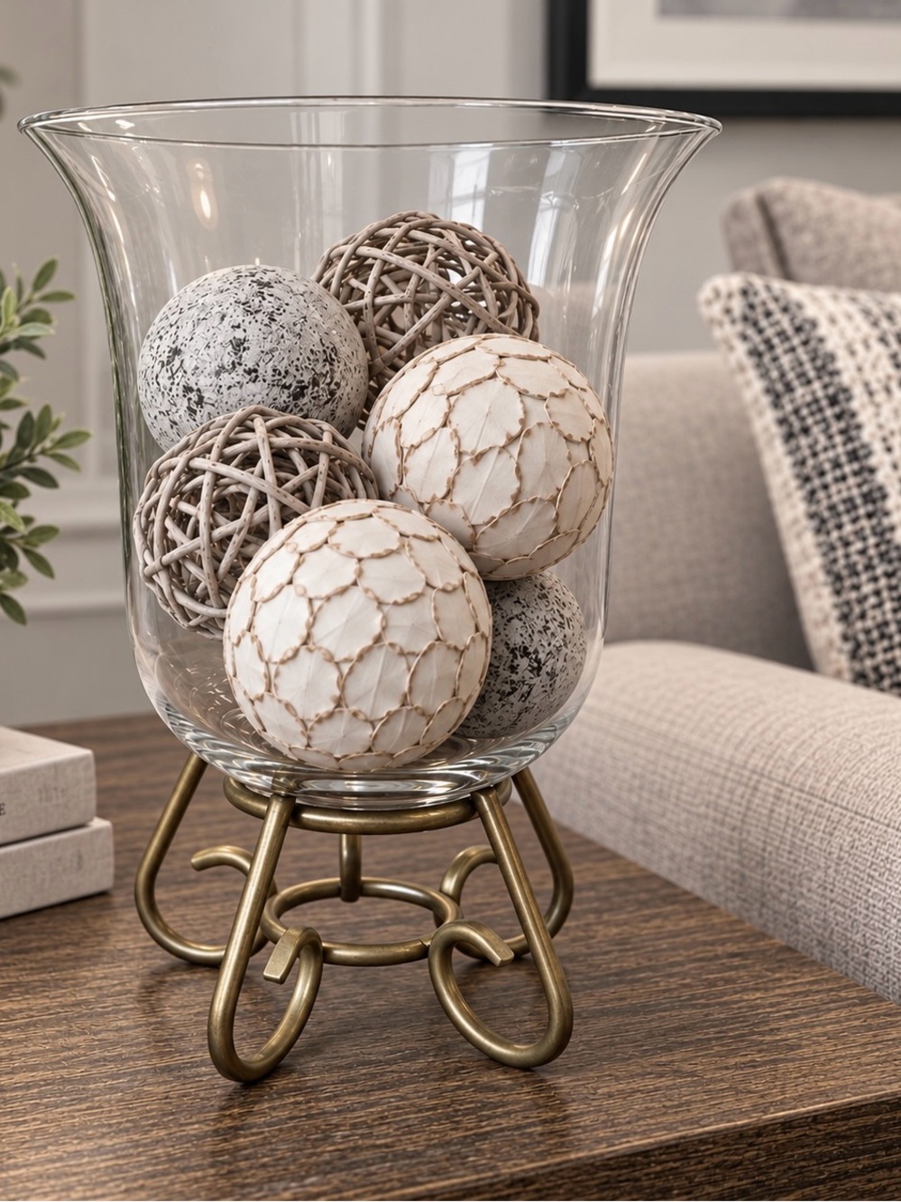 Glass Hurricane Candle Holder on Metal Stand